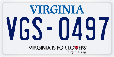 VA license plate VGS0497
