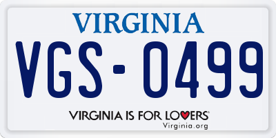 VA license plate VGS0499
