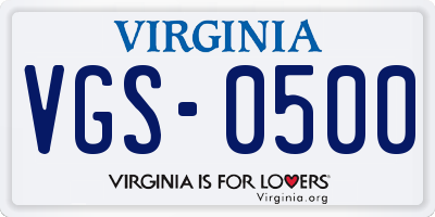 VA license plate VGS0500