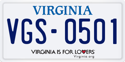 VA license plate VGS0501