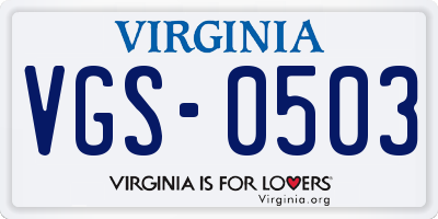 VA license plate VGS0503