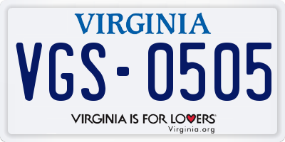 VA license plate VGS0505