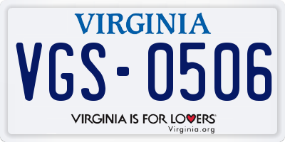 VA license plate VGS0506