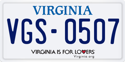 VA license plate VGS0507