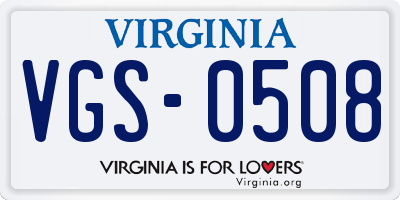 VA license plate VGS0508
