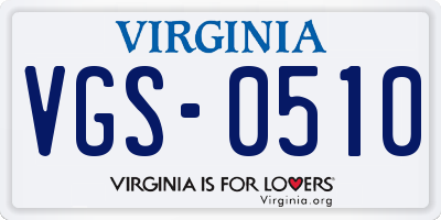 VA license plate VGS0510