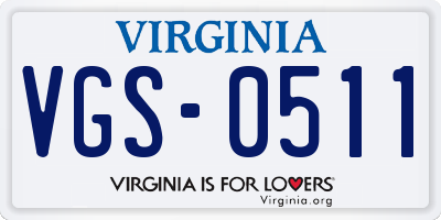 VA license plate VGS0511