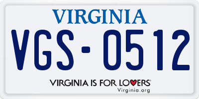 VA license plate VGS0512