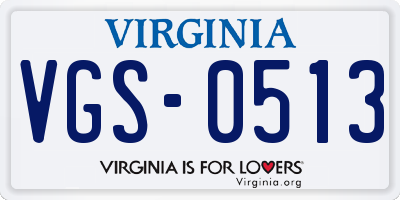 VA license plate VGS0513