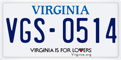VA license plate VGS0514