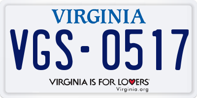 VA license plate VGS0517