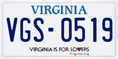 VA license plate VGS0519