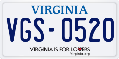 VA license plate VGS0520
