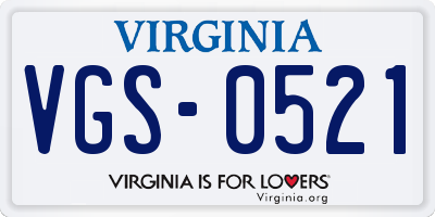 VA license plate VGS0521