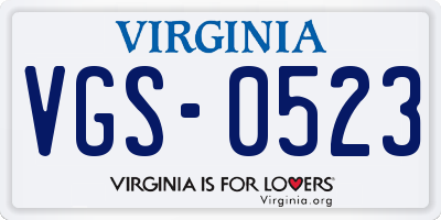 VA license plate VGS0523