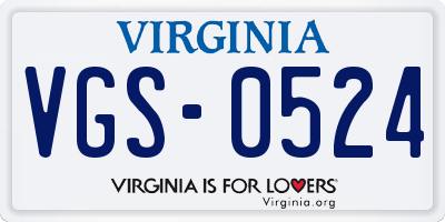 VA license plate VGS0524