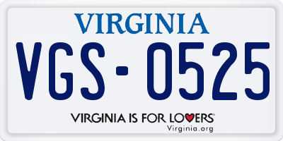 VA license plate VGS0525