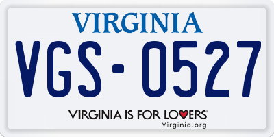 VA license plate VGS0527