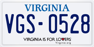 VA license plate VGS0528