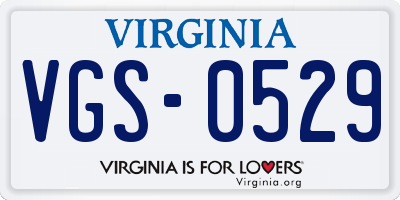 VA license plate VGS0529