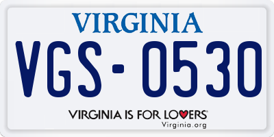 VA license plate VGS0530