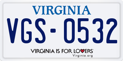 VA license plate VGS0532