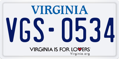 VA license plate VGS0534
