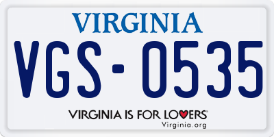 VA license plate VGS0535