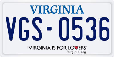 VA license plate VGS0536