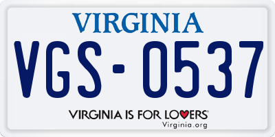 VA license plate VGS0537