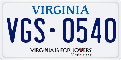 VA license plate VGS0540