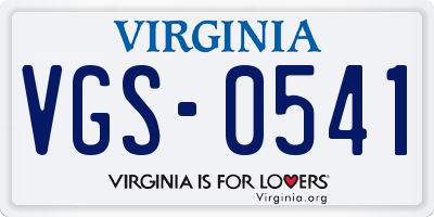 VA license plate VGS0541