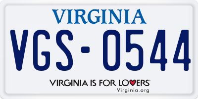 VA license plate VGS0544