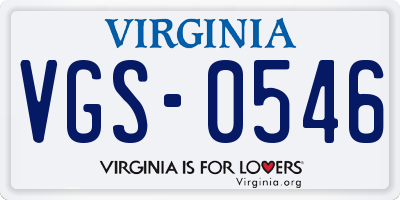 VA license plate VGS0546