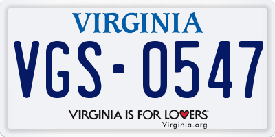 VA license plate VGS0547