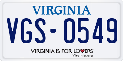 VA license plate VGS0549
