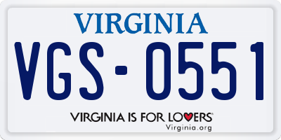 VA license plate VGS0551