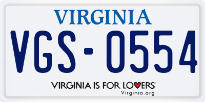 VA license plate VGS0554