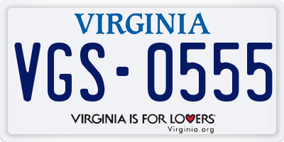 VA license plate VGS0555