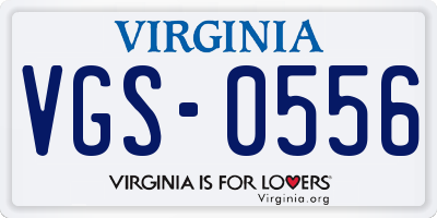 VA license plate VGS0556