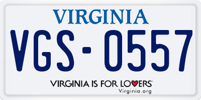 VA license plate VGS0557