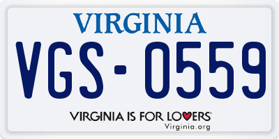 VA license plate VGS0559
