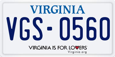 VA license plate VGS0560