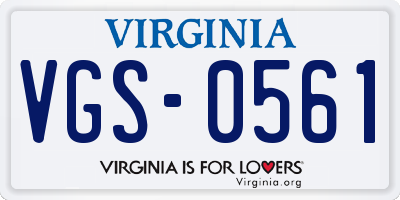 VA license plate VGS0561