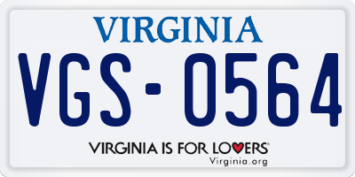 VA license plate VGS0564