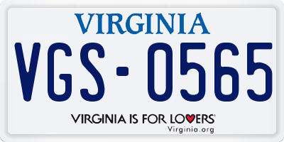 VA license plate VGS0565