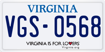 VA license plate VGS0568
