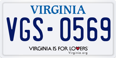 VA license plate VGS0569