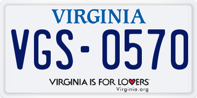 VA license plate VGS0570