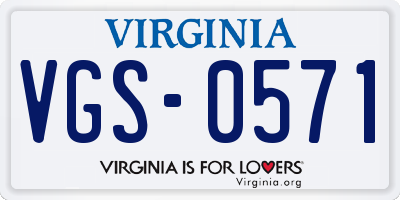 VA license plate VGS0571